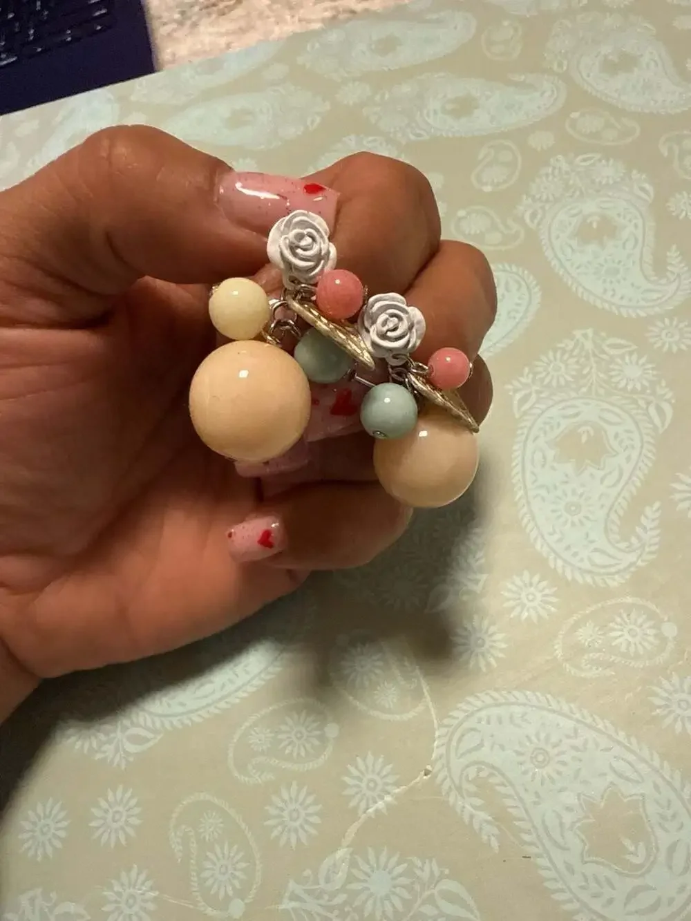 Vintage 1960s Pastel Dangles Earrings- 2 Pieces - Picture 3 of 9